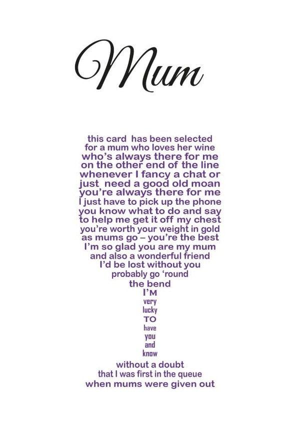 mum wine Card 10812 created by Unique Word Designs