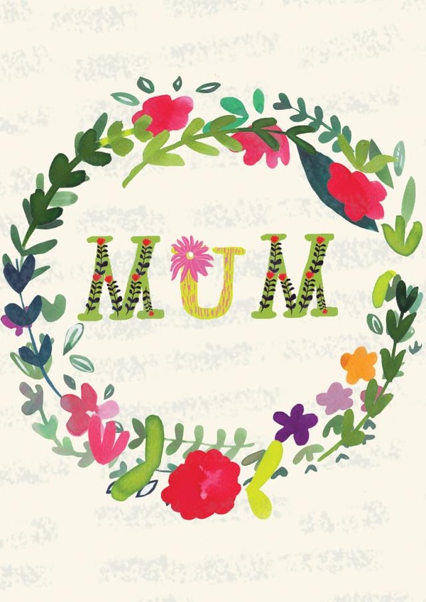 Floral mum card for mothers day or birthday or just because created by Sally Darby Illustration