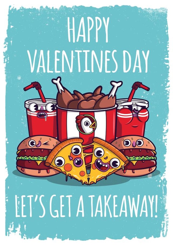takeaway food Valentines Day Card 13148 created by Hoborobo