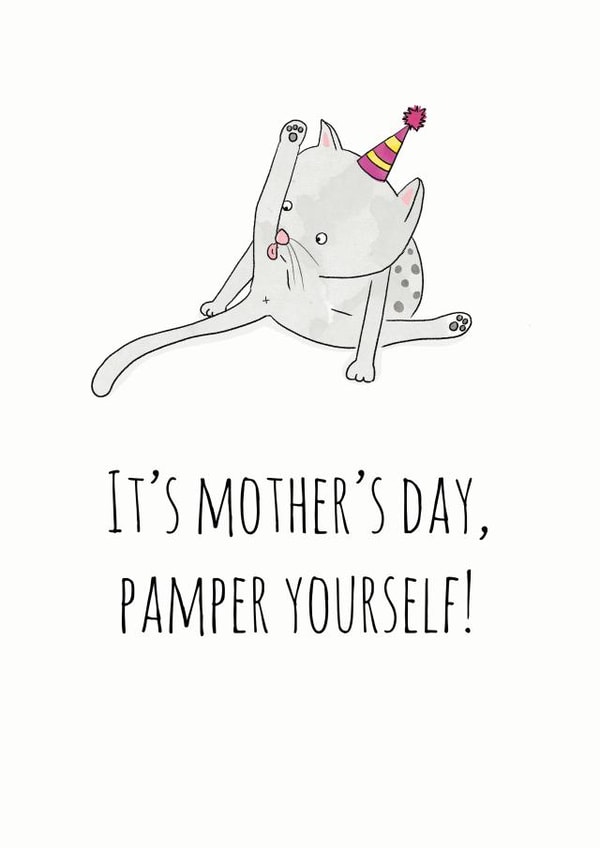 cat pamper Mothers Day Card 37608 created by SmellyCardStudio