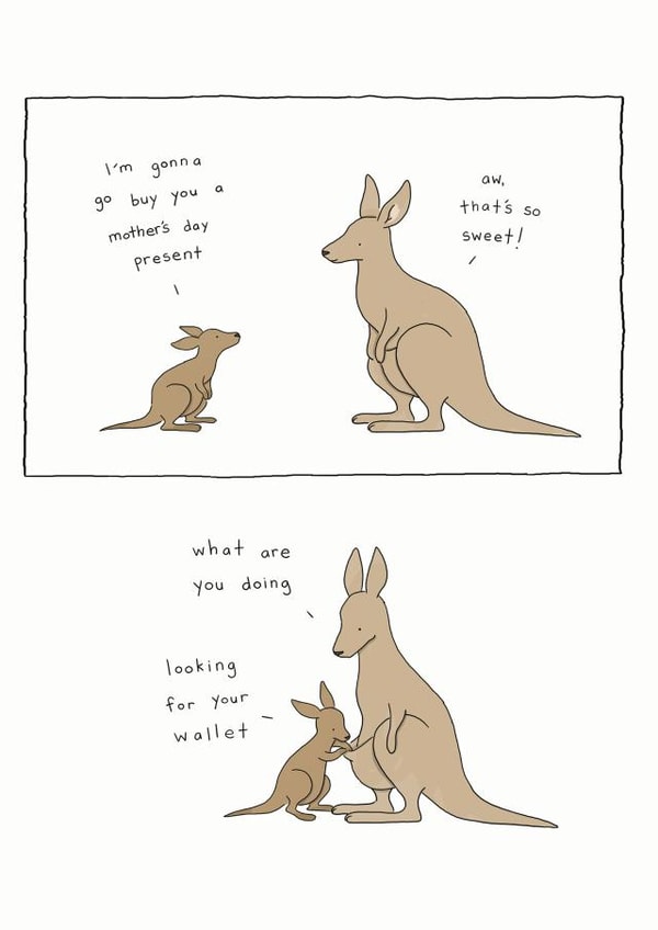 kangaroo climo Mothers Day Card 6624 created by Redback Cards