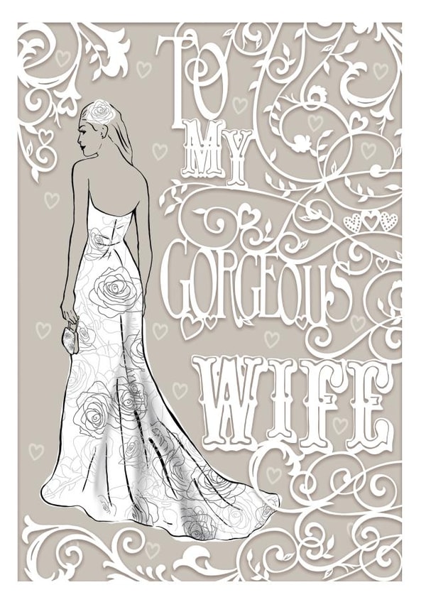 To my gorgeous wife - paper illustrated wedding card created by michael cheung