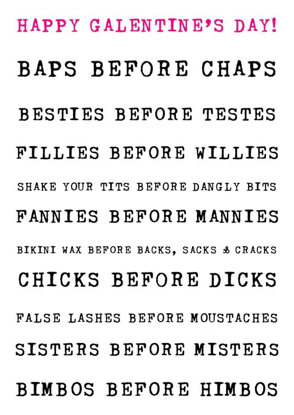 Funny Valentines Day - Galentine's - Baps Before Chaps created by Panda and the Prince