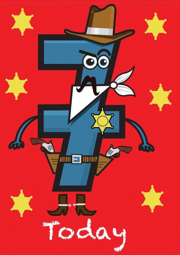 7 cowboy Birthday Card 5756 created by Simon Paulson