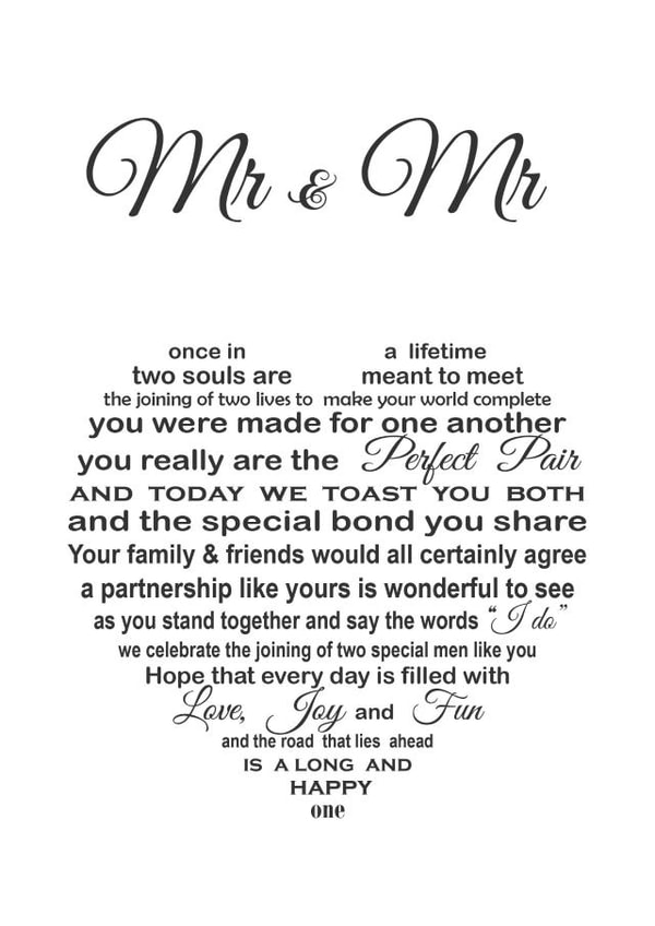Mr & Mr - Poetic card - on your wedding day created by Unique Word Designs