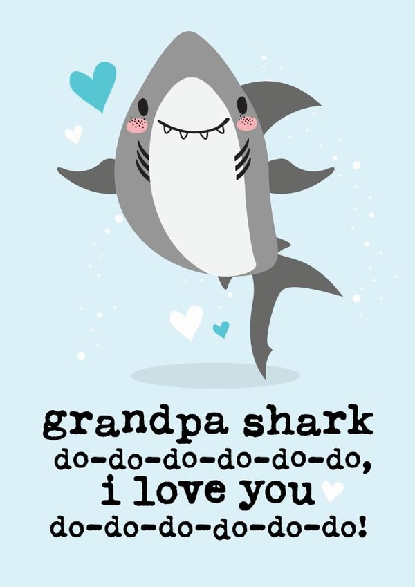 Grandad shark I love you Father's Day card created by Mrs Best Paper Co.