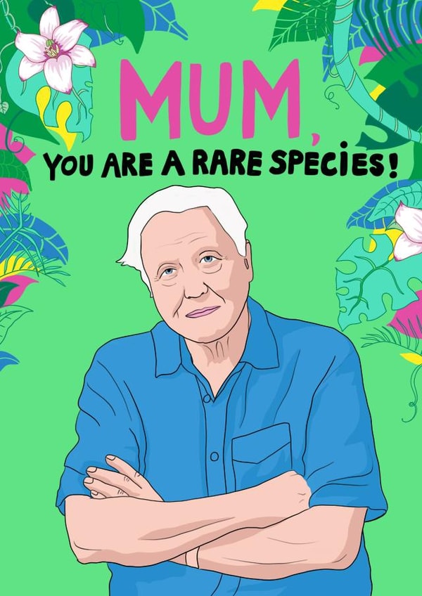 Funny Birthday Card - Mum - David Attenborough - Mum You Are A Rare Species created by Kasia Cards