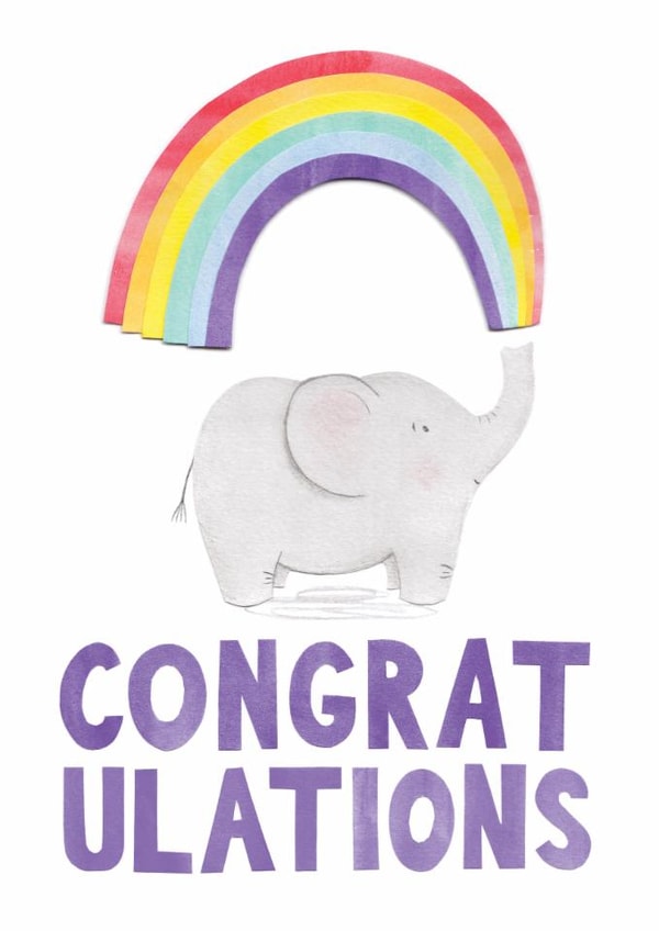 Congratulations - Elephant and Rainbow created by Katherine Lynas