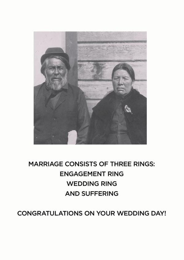 Funny wedding day card - 3 rings created by Colonel I. P. Knightly
