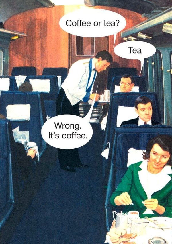 Funny Birthday Card - Coffee or Tea - Vintage created by © Ladybird Books Ltd 2025