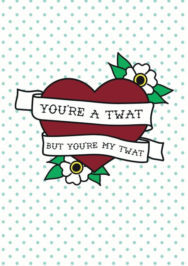 Twat heart Valentines Day Card 32826 created by Bookish and Bakewell