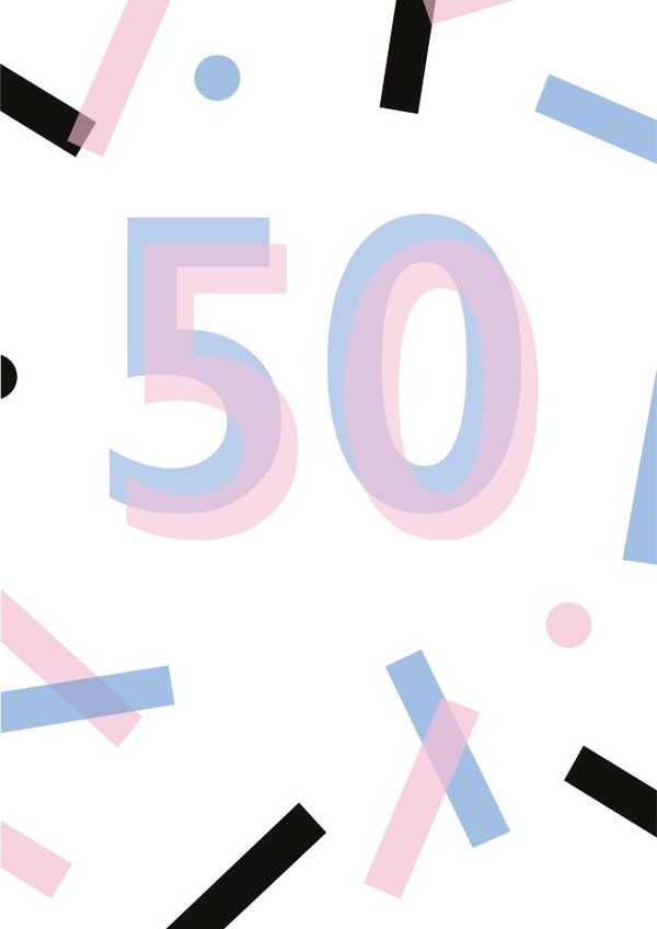 50 confetti Birthday Card 35346 created by Mock Up Designs