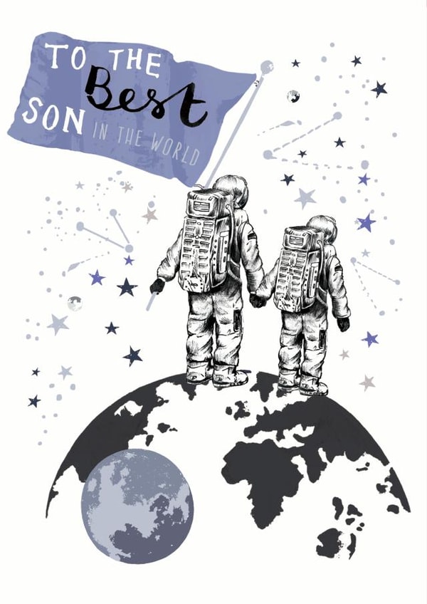 Classic Birthday Card - Best Son In The World - Astronaut - Space created by Louise Tiler