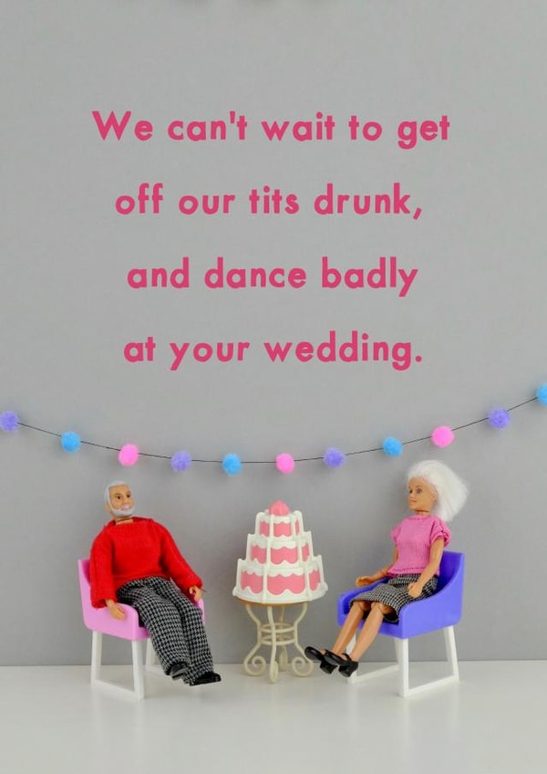 Funny wedding card - drunk dancing created by Bold & Bright Cards