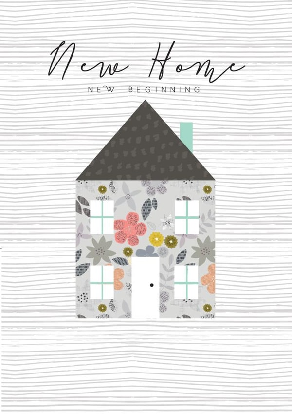 Modern/contemporary New Home Card, featuring a floral house design. created by Laura Darrington Design Ltd.