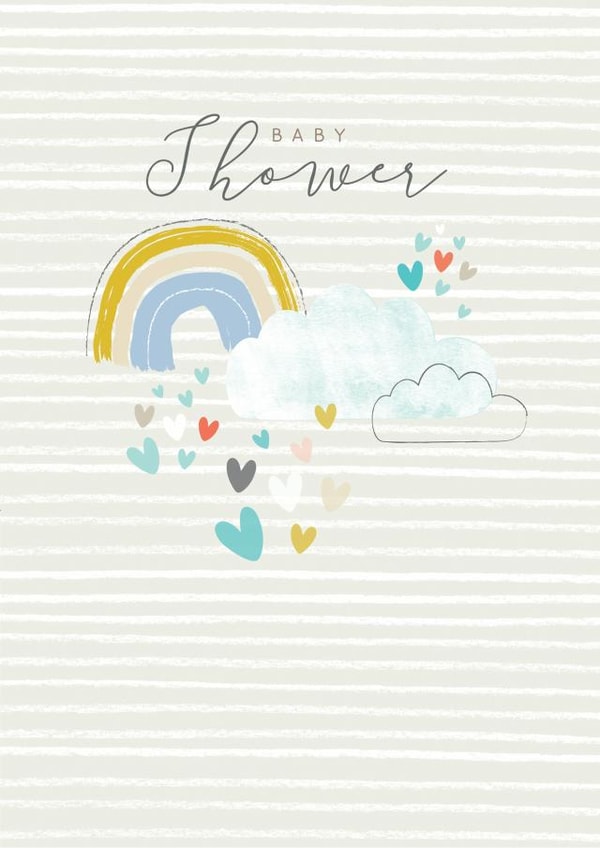 Modern/contemporary Baby Shower Card, featuring a beautiful rainbow design. created by Laura Darrington Design Ltd.