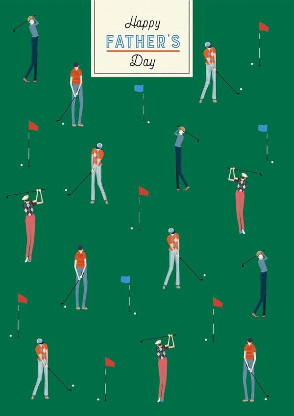 Modern/contemporary Fathers Day Card, featuring a Golf design. created by Laura Darrington Design Ltd.