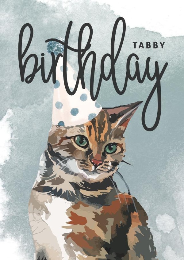 tabby cat Birthday Card 14751 created by Inkwells Creations