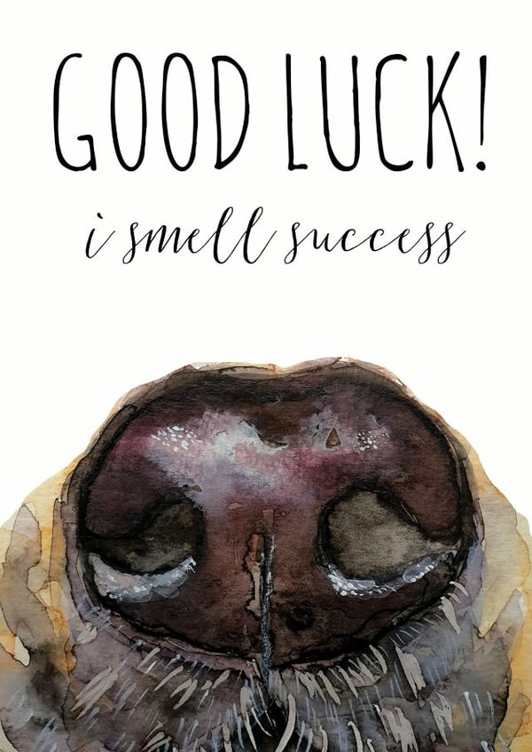 Dog Success Good Luck Card 1588 created by Jo Scott Art
