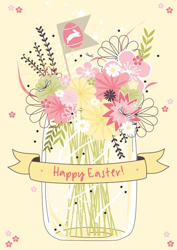 Happy Easter Bunch of Flowers Easter Card created by Little Silverleaf