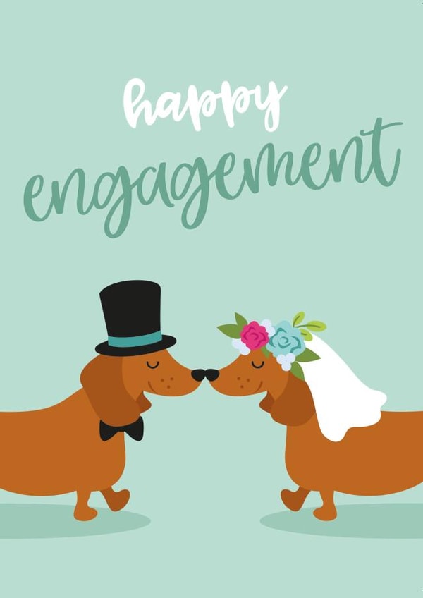 Sausage dog engagement card created by Tiger Feet Creations