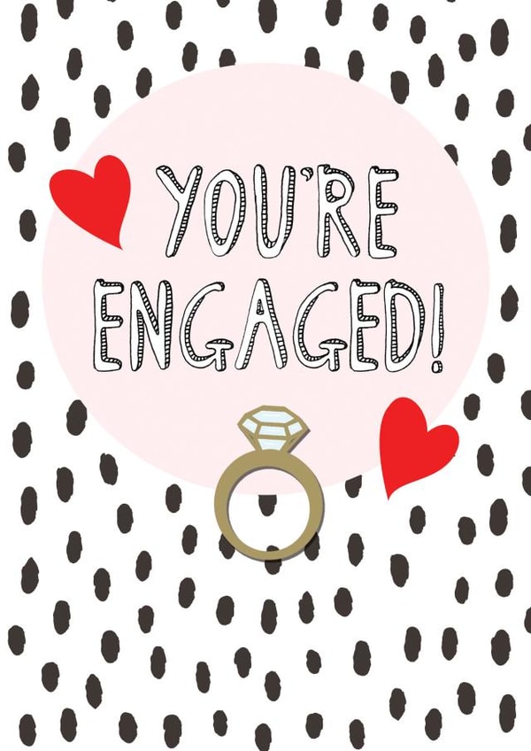 Polka dot engagement card created by Hello Hatty