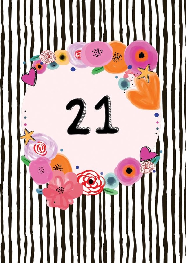 21 flowers Birthday Card 9473 created by Hello Hatty