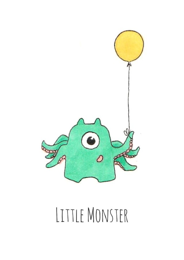 littlemonster childrens Card 36787 created by Polly Rose Art & Designs