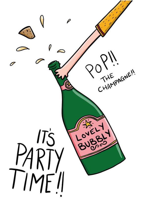 pop champagne Birthday Card 3461 created by Ivorymint cards