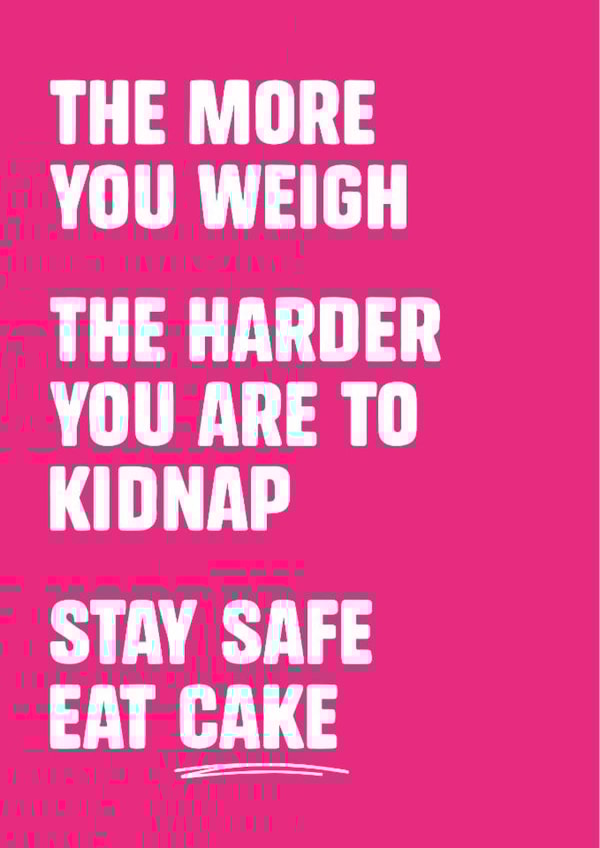 Funny Dark Humour Birthday Card – The More You Weigh Cake Joke - For Friend created by Tiger Feet Creations