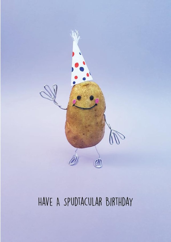 Cute Birthday Card - Spud - Pun created by KatieLouDraws