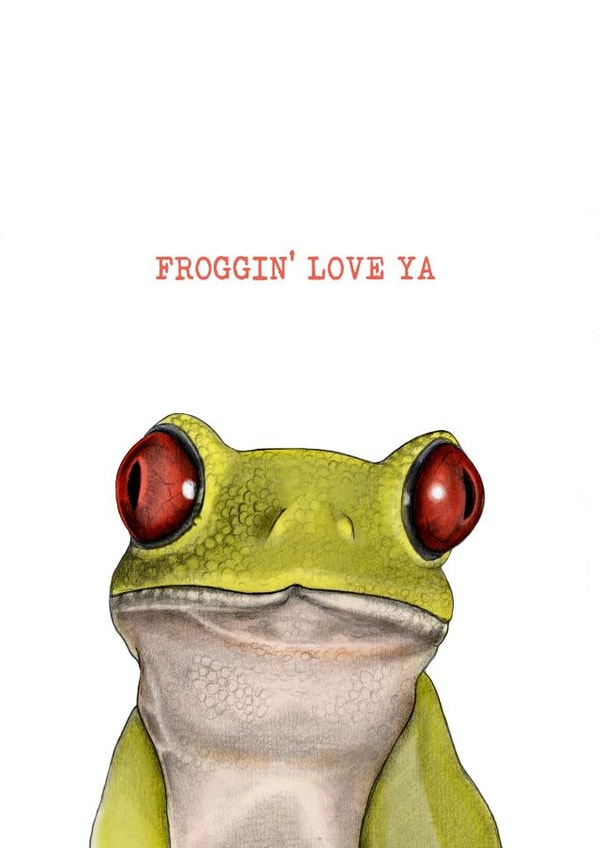 Cute Frog Pun Anniversary Card / Valentines Day Card - Froggin Love Ya created by Beth Goodwin