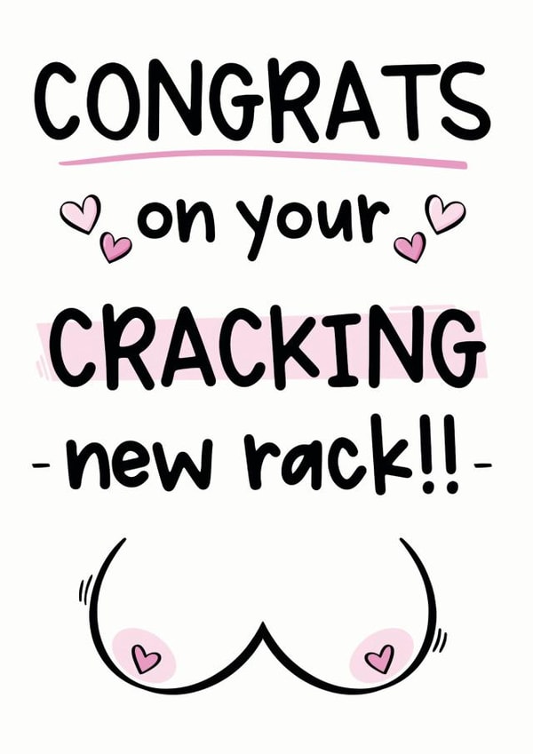 Boob job congratulations card, get well soon surgery card 1000 created by The Laughing Sloth