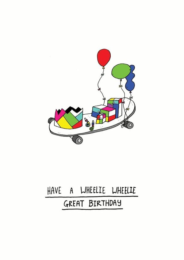 skate wheelie Birthday Card 1656 created by The Baldy Egg