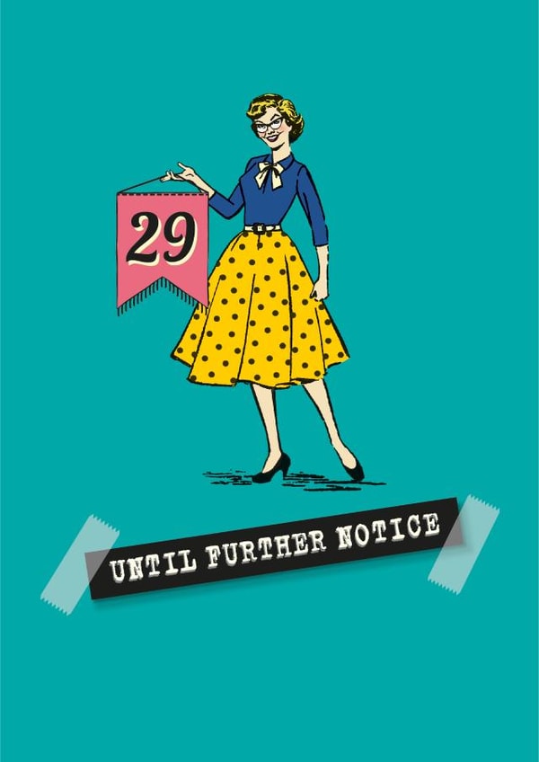 Her funny 30th milestone age denial card created by The Typecast Gallery