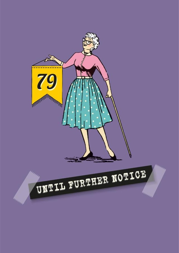 Her funny 80th milestone age denial card created by The Typecast Gallery