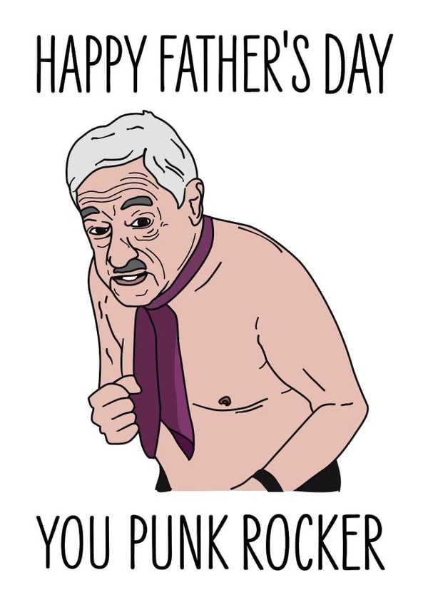 Lou Morris Friday Night Dinner Father's Day card created by Bad Taste Cards