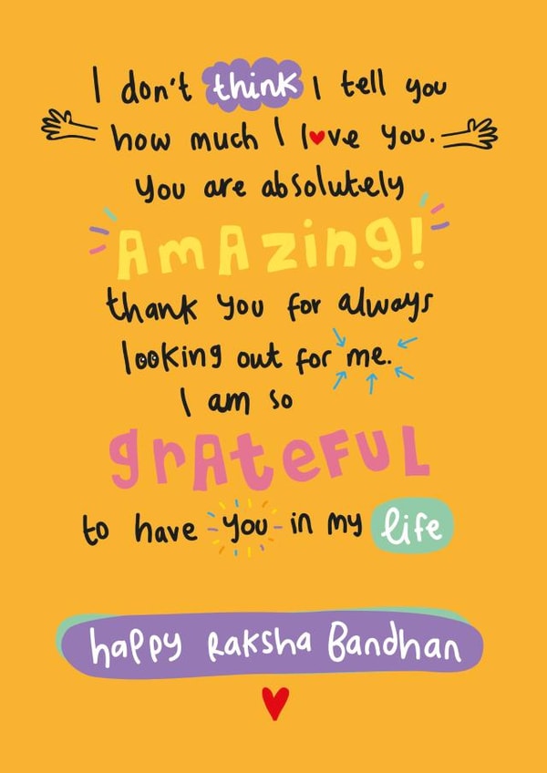 Heartfelt Raksha Bandhan Card - You Are Amazing created by The Playful Indian