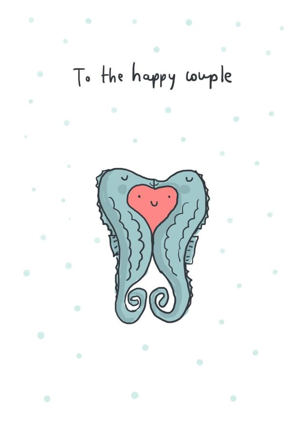 Sea horses kissing - wedding card created by Sarah Ray