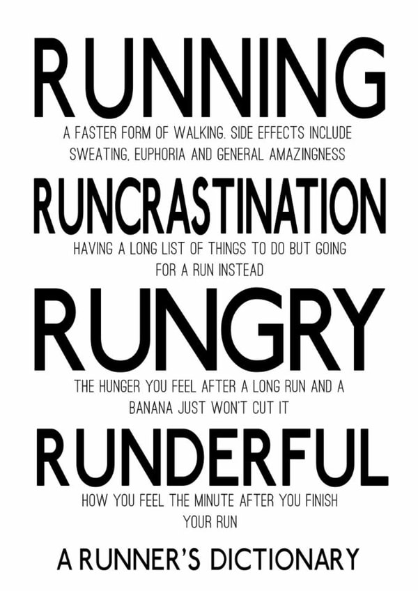 A Runner's Dictionary - Running Card - Funny Card for Marathon Runner created by Worry Less Design