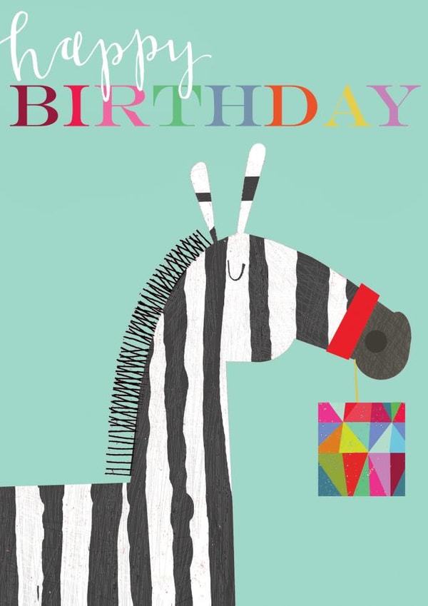 birthday card - zebra - happy birthday - funny and cute created by Kali Stileman