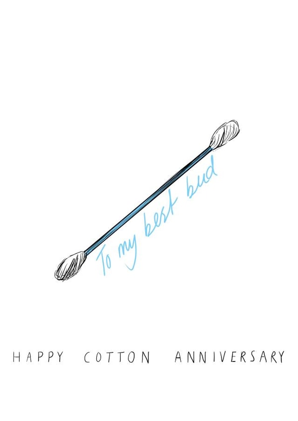 Cute Cotton Anniversary Card - 2 Years - Cotton Buds - To My Best Bud Happy Cotton Anniversary created by Harriet Popham