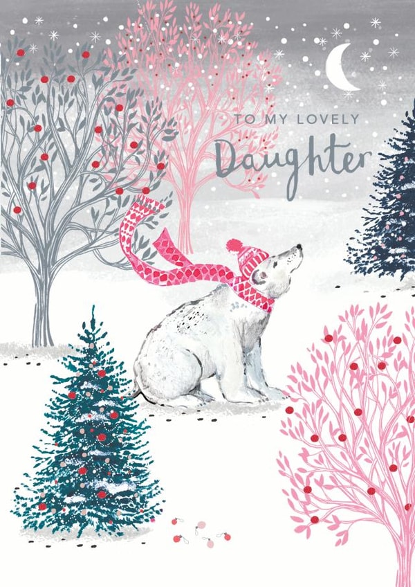 Classic Christmas Card - Lovely Daughter - Polar Bear created by Louise Tiler