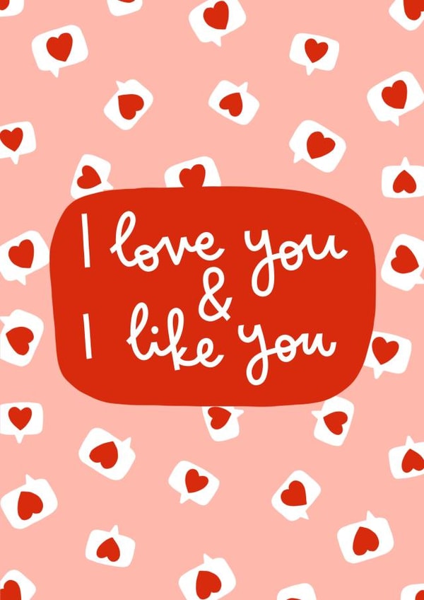 Cute Hearts Anniversary Card / Valentines Day Card - I Love You & I Like You created by Oh, Laura