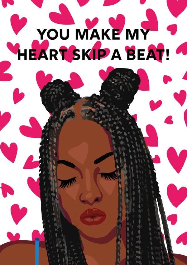 braids braided buns Valentines Day Card 39902 created by Tyra Cadogan