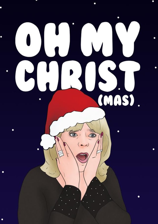 Pam - Gavin and Stacey - Oh My Christ - Pun - Funny - Pamela - Modern - Christ - Santa Hat - Christmas Card created by Hey Huns It's Nicole
