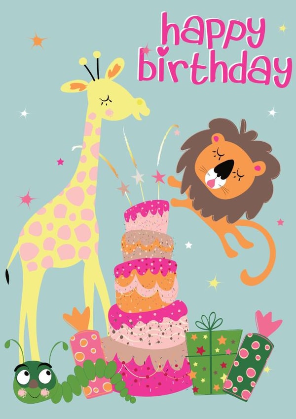 Jungle lion Birthday Card 3247 created by Neelam Kaur