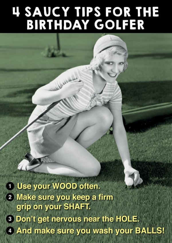 Golf Card Hilarious retro card created by Ged Backland