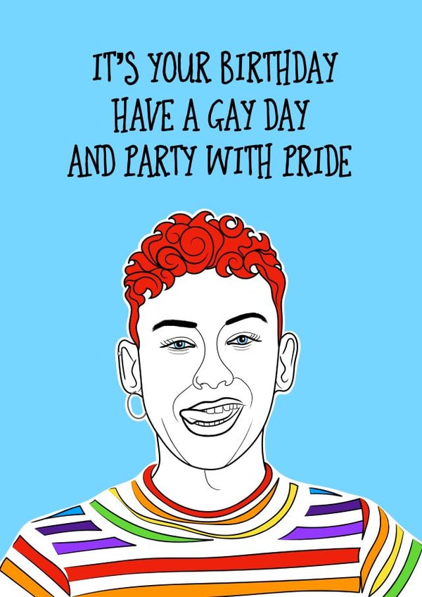 LGBTQ+ Birthday Card - Olly - Party With Pride created by Adam Regester
