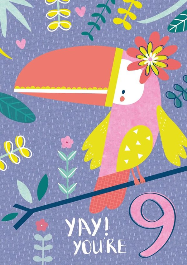 Ninth Birthday Jungle Toucan Card created by Juniper and Rose Studio